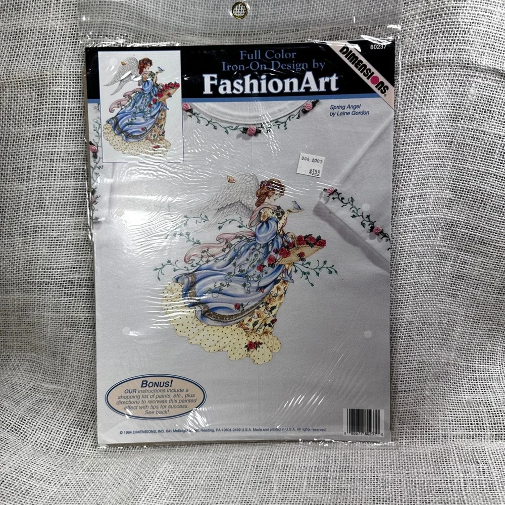 1994 Dimensions FashionArt Spring Angel Iron-On Transfer 80237 Laine Gordon NOS